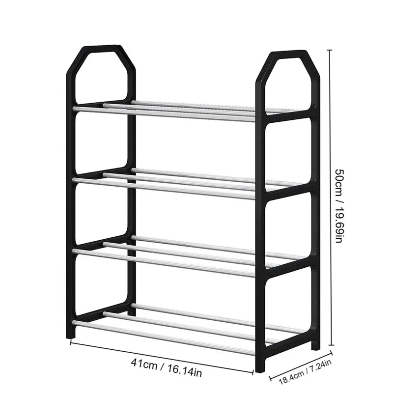 4 Tiers Shoe Rack Practical Shoe Cabinet for Home Dorm Room Balcony Multifunctional Removable Assembly Storage Shelf Hanger Rack