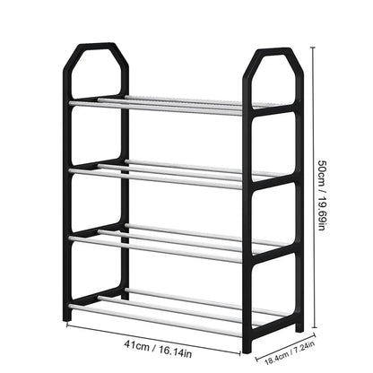 4 Tiers Shoe Rack Practical Shoe Cabinet for Home Dorm Room Balcony Multifunctional Removable Assembly Storage Shelf Hanger Rack
